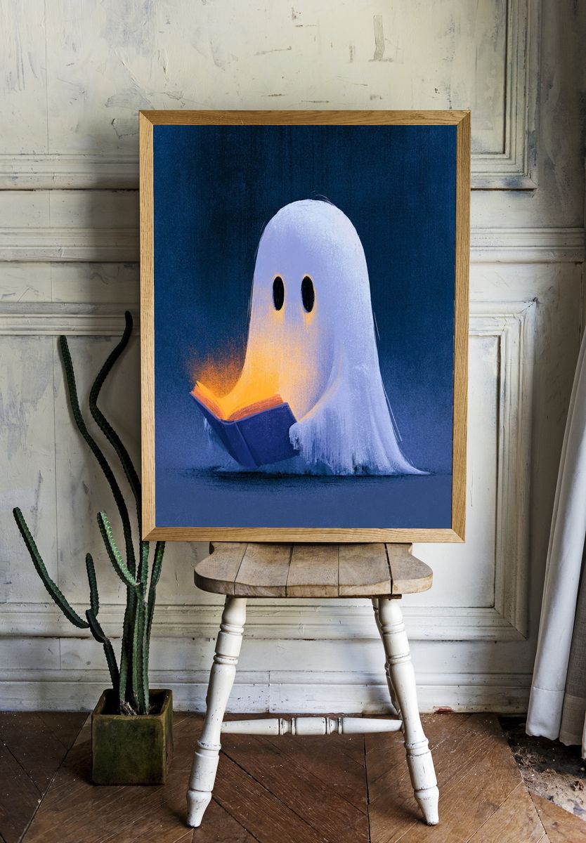 Reading Ghost Illustration Poster. room preview
