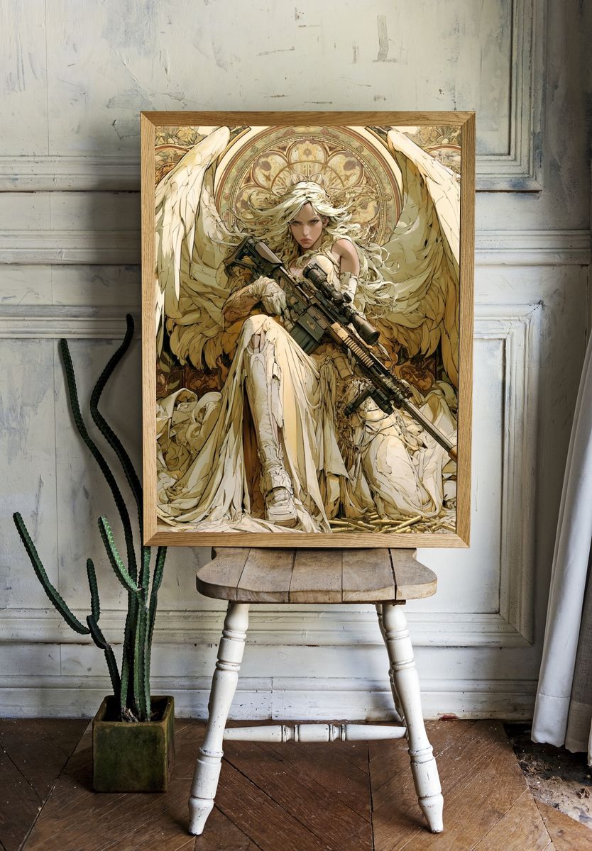 Angel Warrior Digital Art Poster. — room view 1