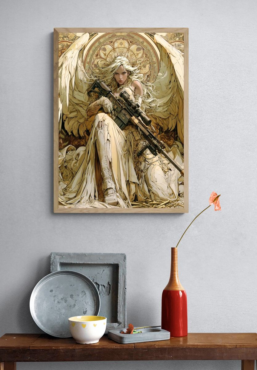 Angel Warrior Digital Art Poster. — room view 3
