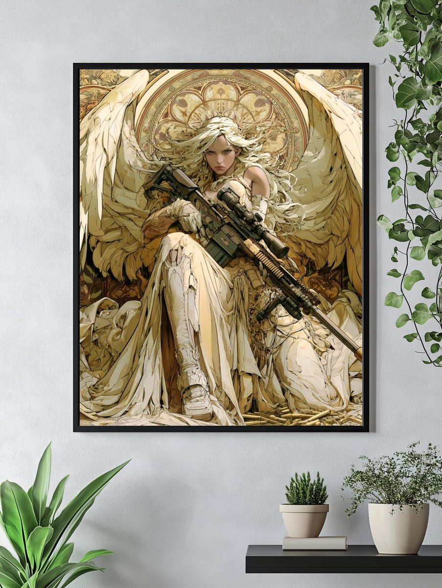 Angel Warrior Digital Art Poster. — room view 4