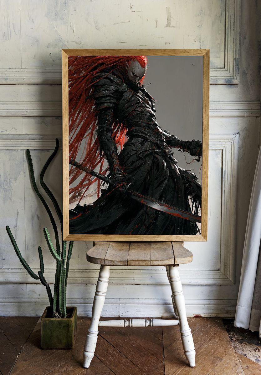 Crimson Warrior — Dark Fantasy Print. — room view 1