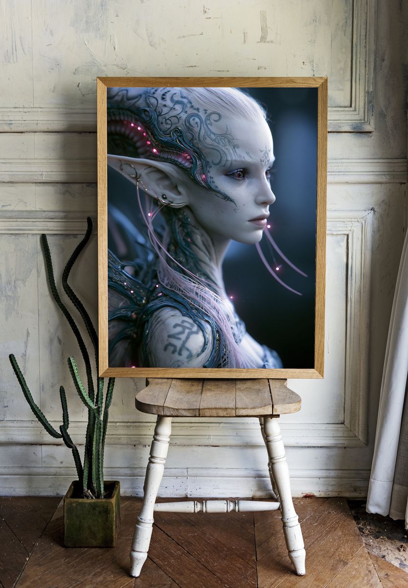 Alien Portrait Digital Art Poster. room preview