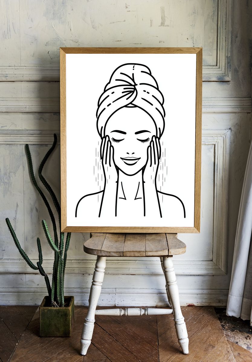 Spa Woman Line Art Poster. room preview