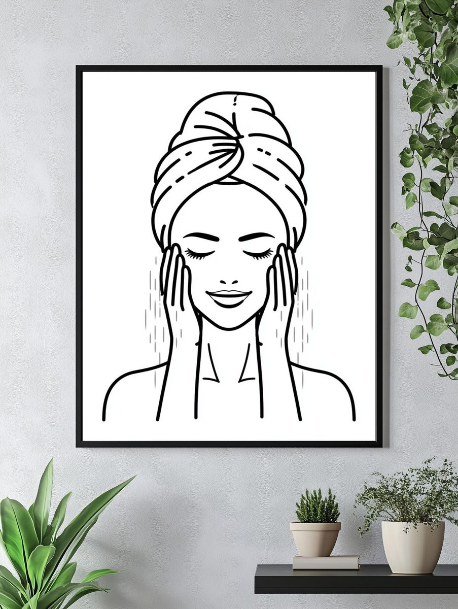Spa Woman Line Art Poster. — room view 4