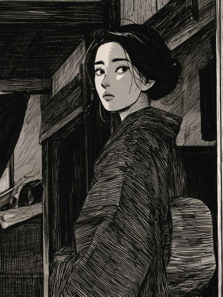 Geisha Portrait Ink Poster. poster detail