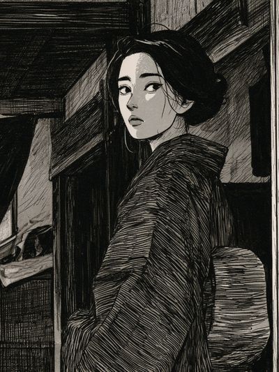 Geisha Portrait Ink Poster.