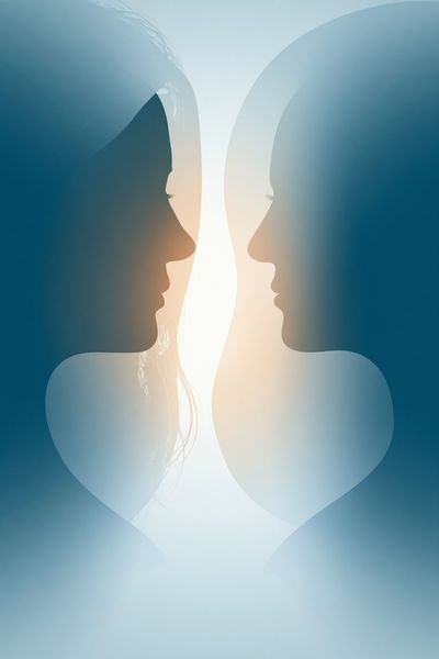 Twin Faces Silhouette Print.