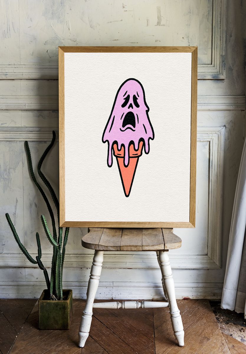 Melting Ghost Illustration Poster. — room view 1