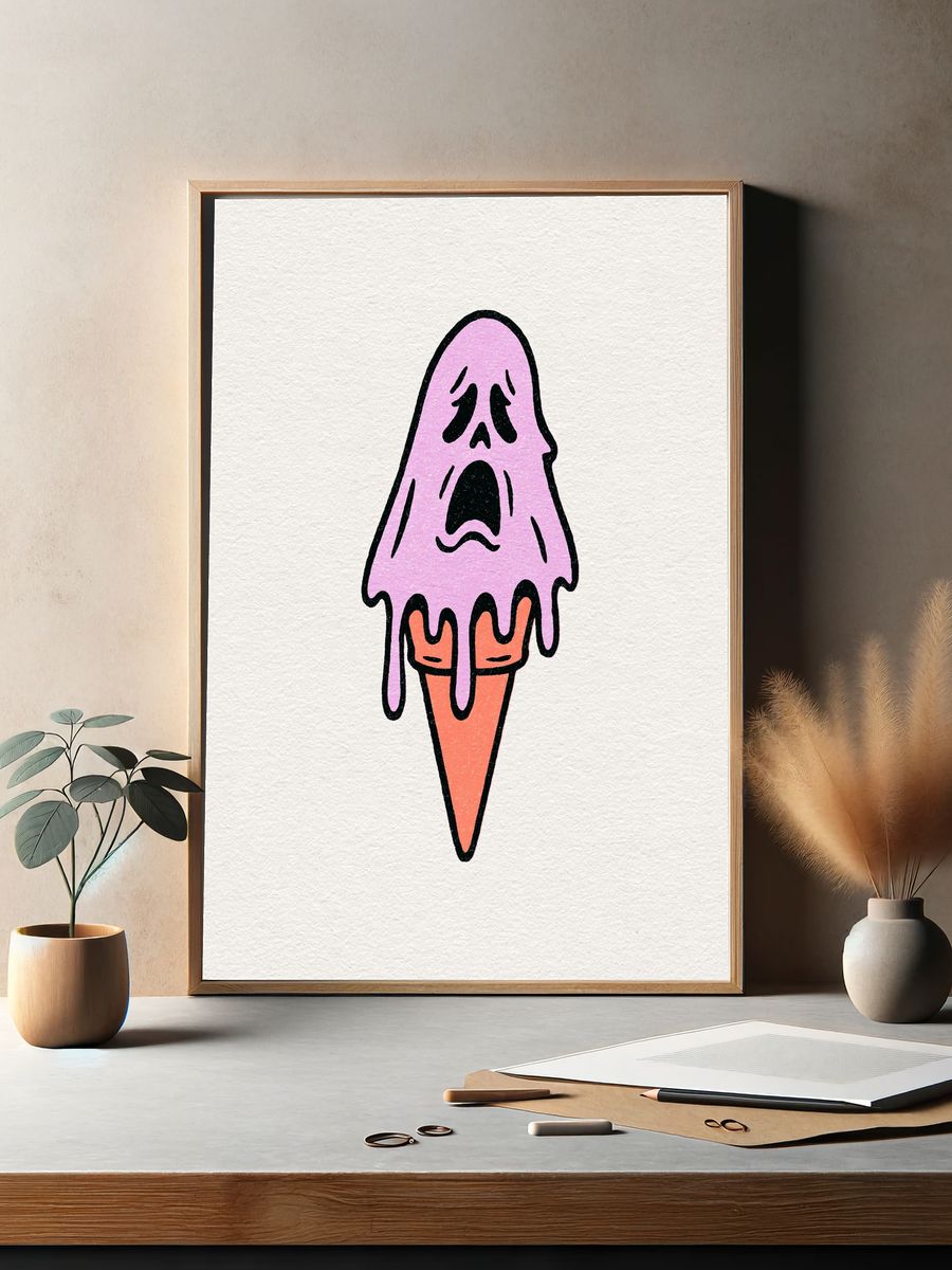 Melting Ghost Illustration Poster. — room view 2