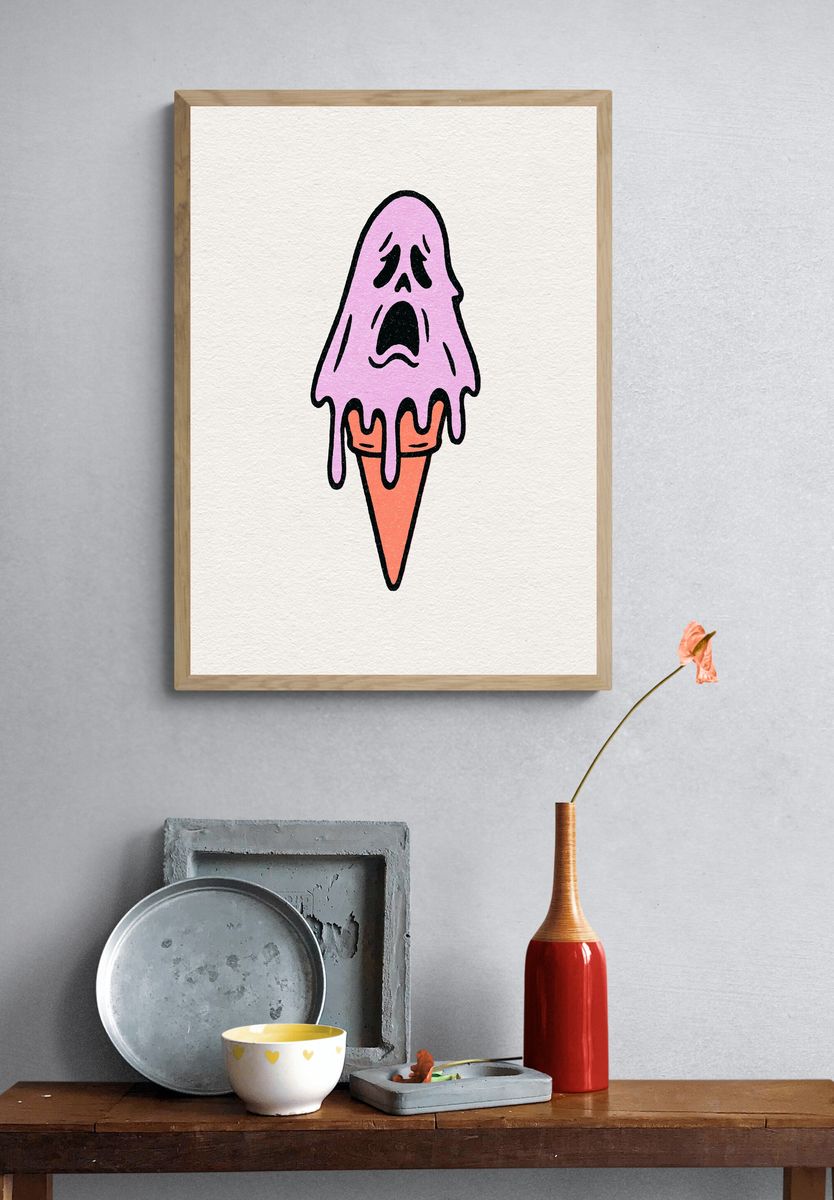 Melting Ghost Illustration Poster. — room view 3