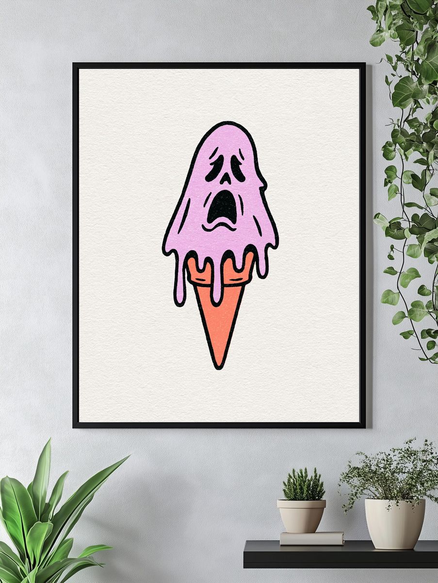 Melting Ghost Illustration Poster. — room view 4