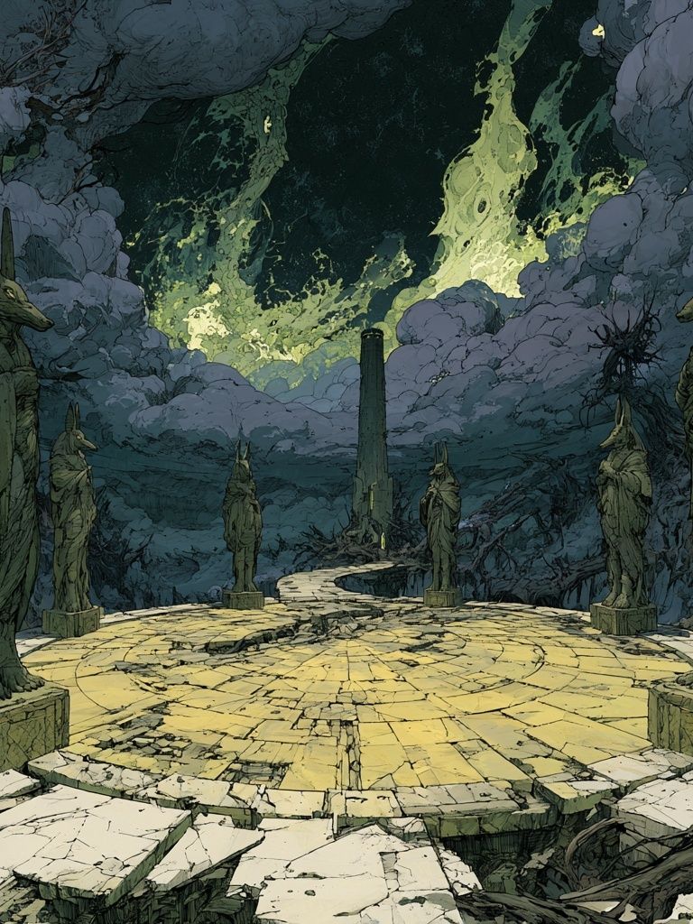 Surreal Temple Ruins Digital Art Poster. poster detail