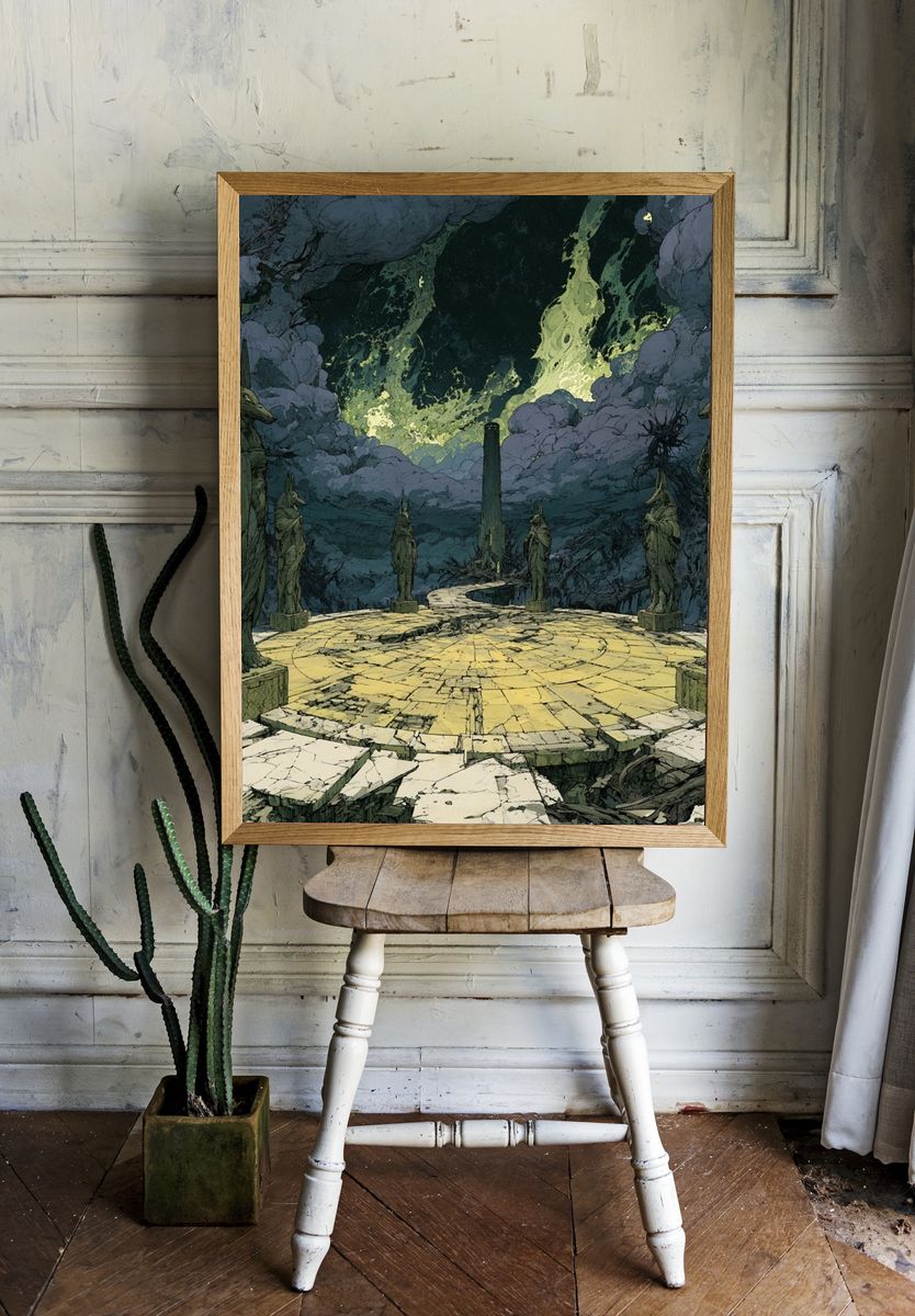 Surreal Temple Ruins Digital Art Poster. room preview