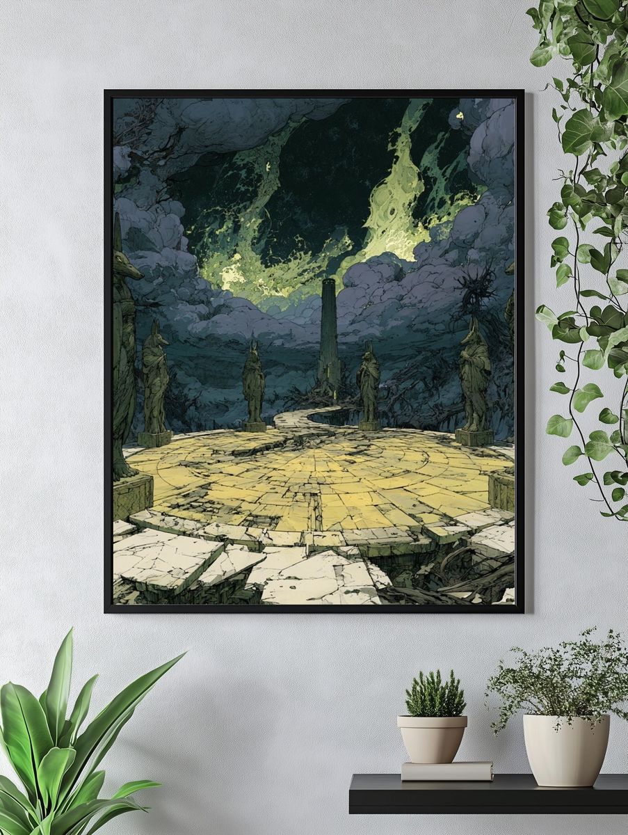 Surreal Temple Ruins Digital Art Poster. — room view 4