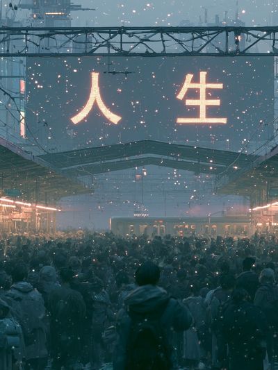 Neon City Crowd — Sci-Fi Print.