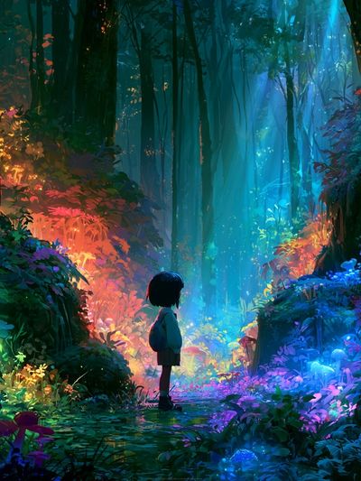 Enchanted Forest Child Illustration Poster.