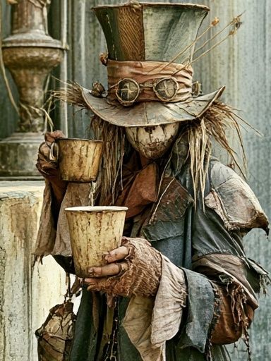Steampunk Scarecrow Portrait Print. poster — illustration art