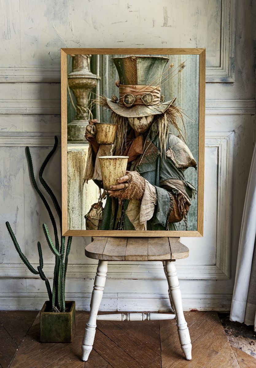 Steampunk Scarecrow Portrait Print. — room view 1