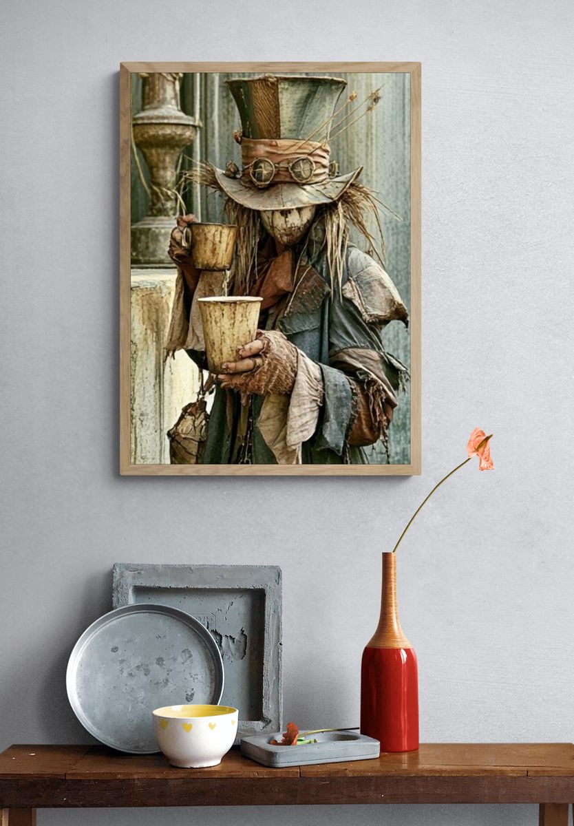 Steampunk Scarecrow Portrait Print. — room view 3