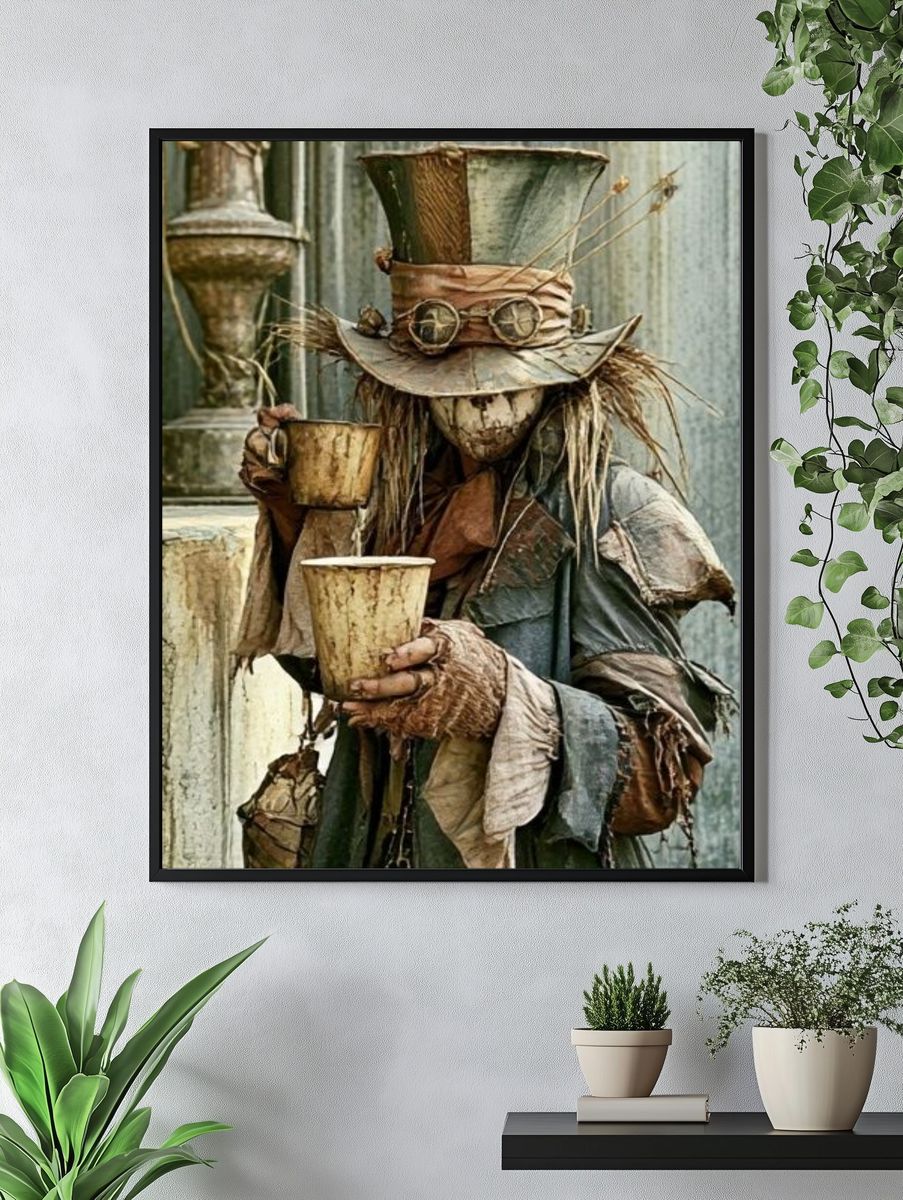 Steampunk Scarecrow Portrait Print. — room view 4
