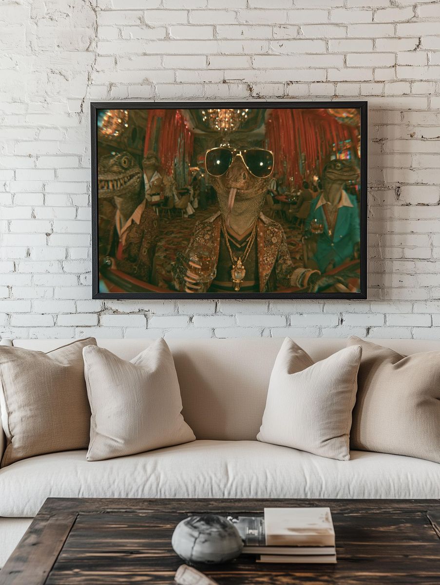 Disco Lizard Party Poster. — room view 1