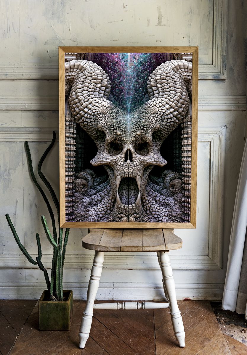 Cosmic Skull Portal Illustration Poster. — room view 1