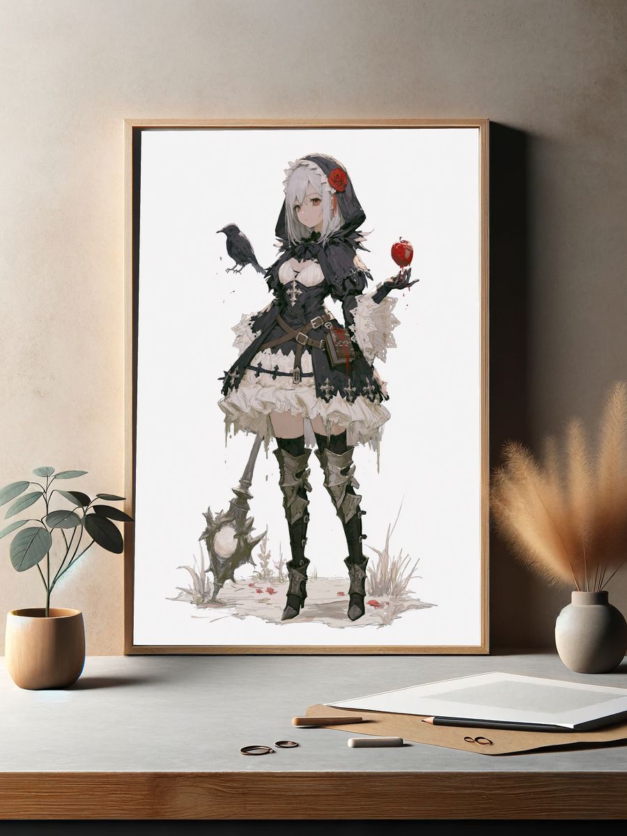 Gothic Anime Girl Illustration Poster. — room view 2