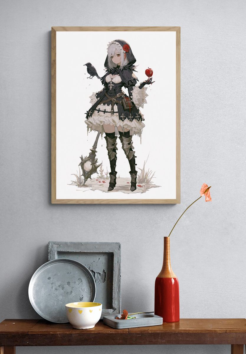 Gothic Anime Girl Illustration Poster. — room view 3