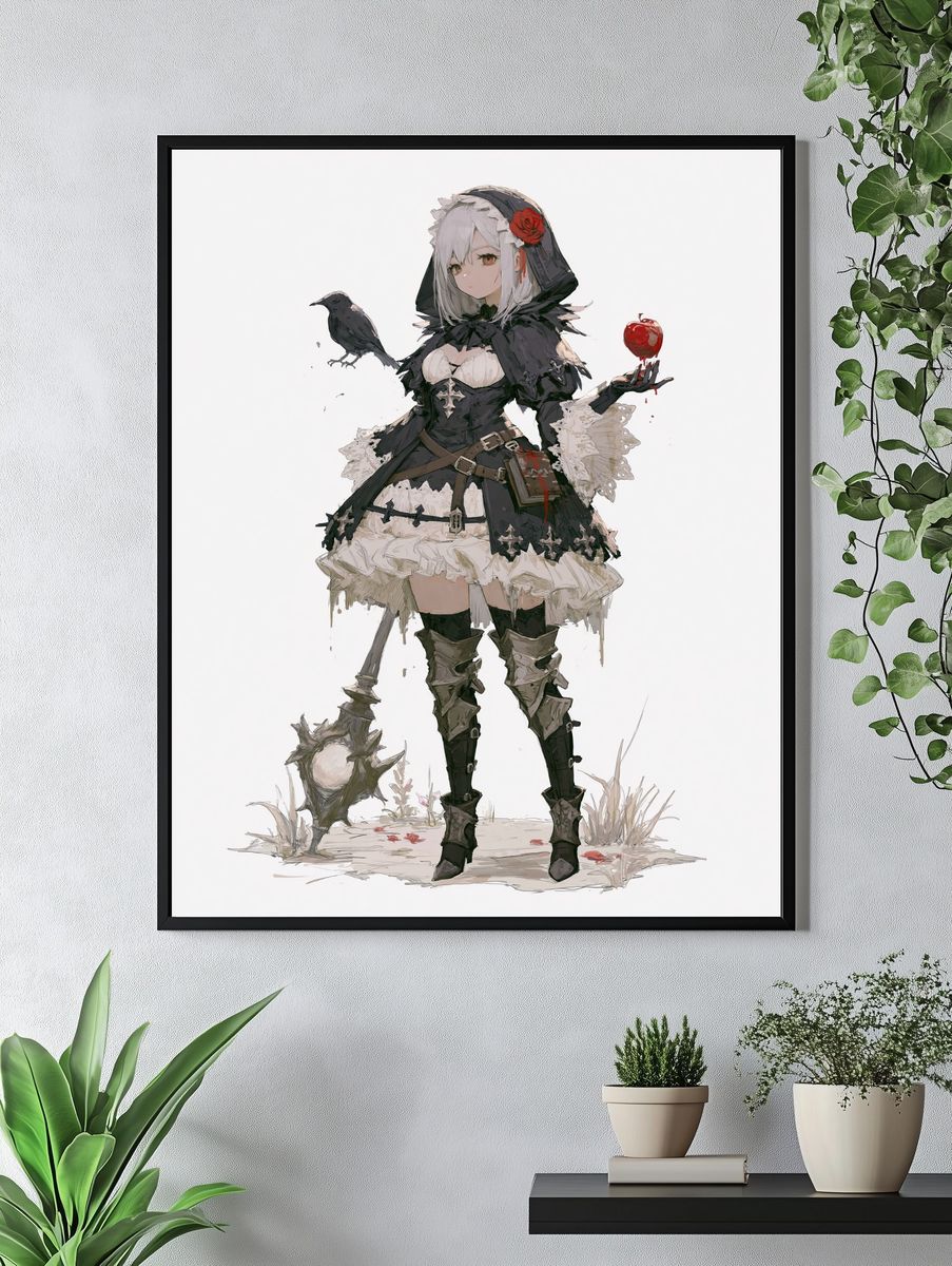 Gothic Anime Girl Illustration Poster. — room view 4