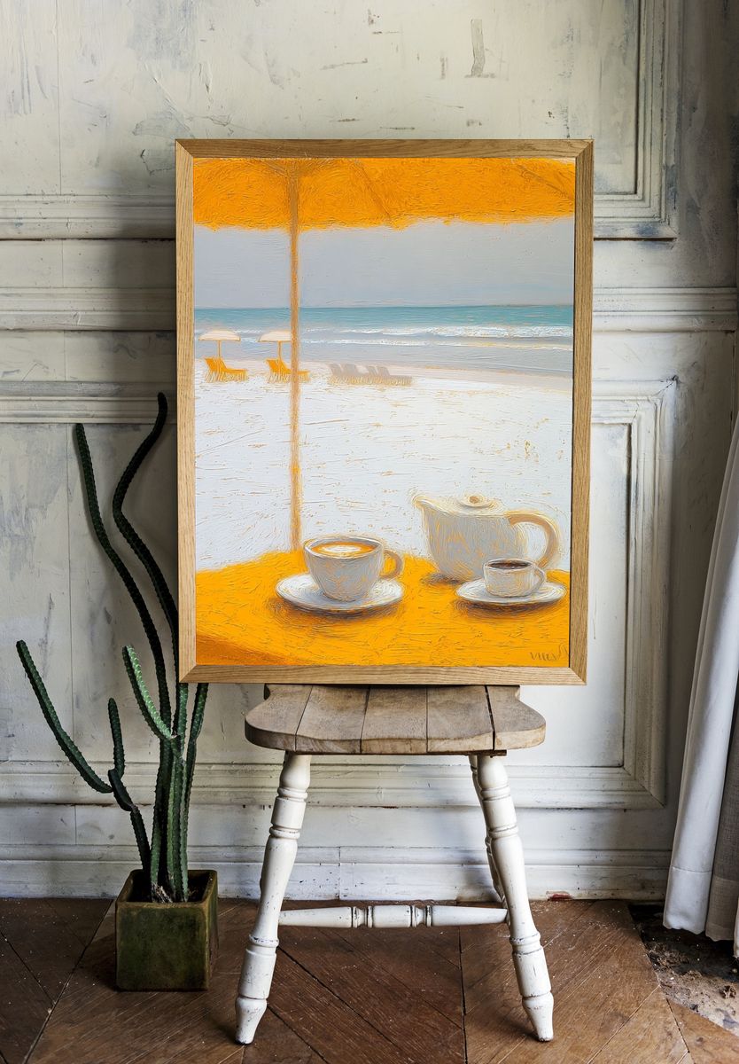 Seaside Coffee Still Life Print room preview