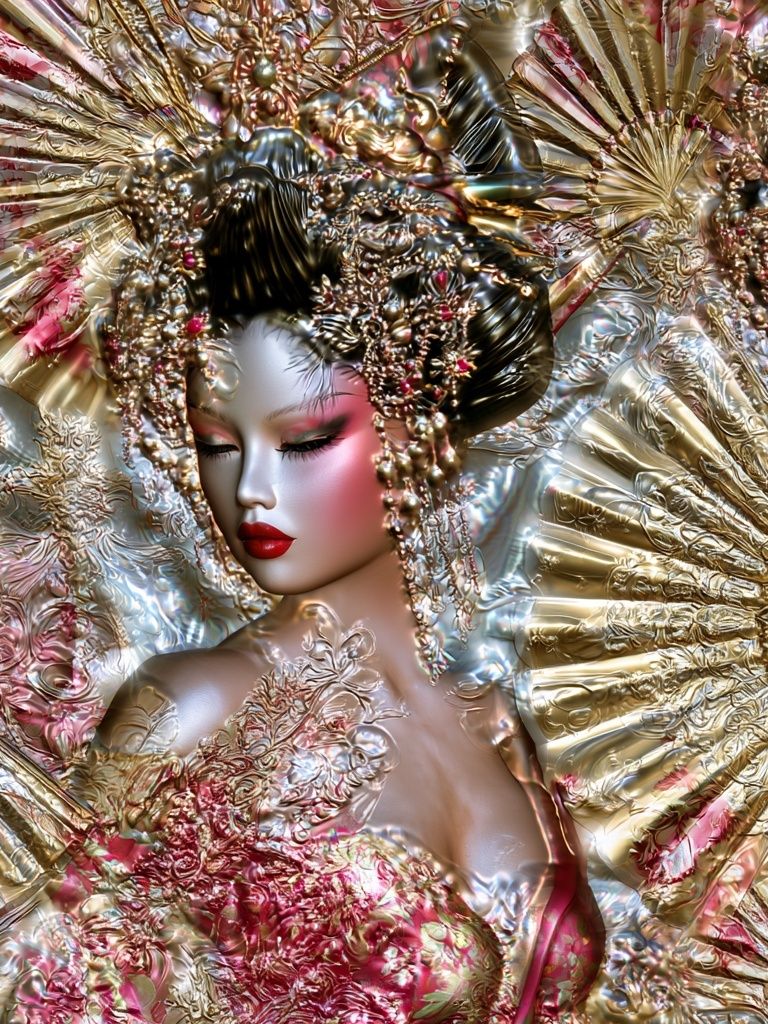Gilded Geisha Portrait Print. poster — illustration art