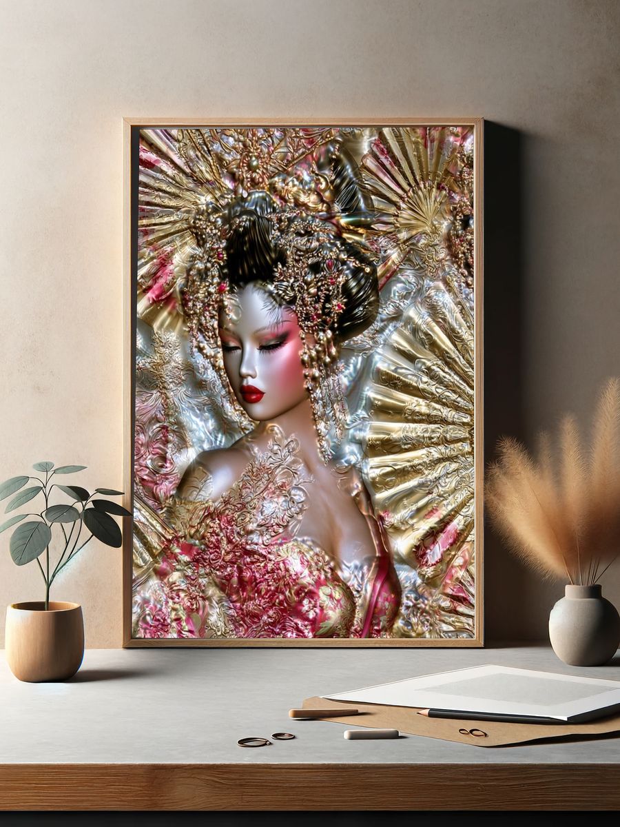 Gilded Geisha Portrait Print. — room view 2