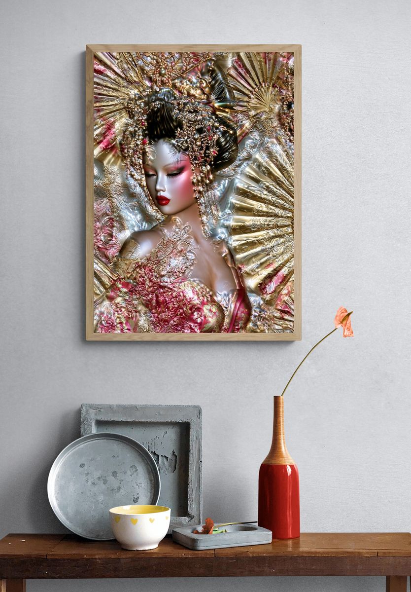 Gilded Geisha Portrait Print. — room view 3