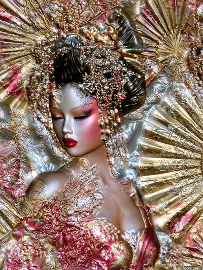 Gilded Geisha Portrait Print. poster