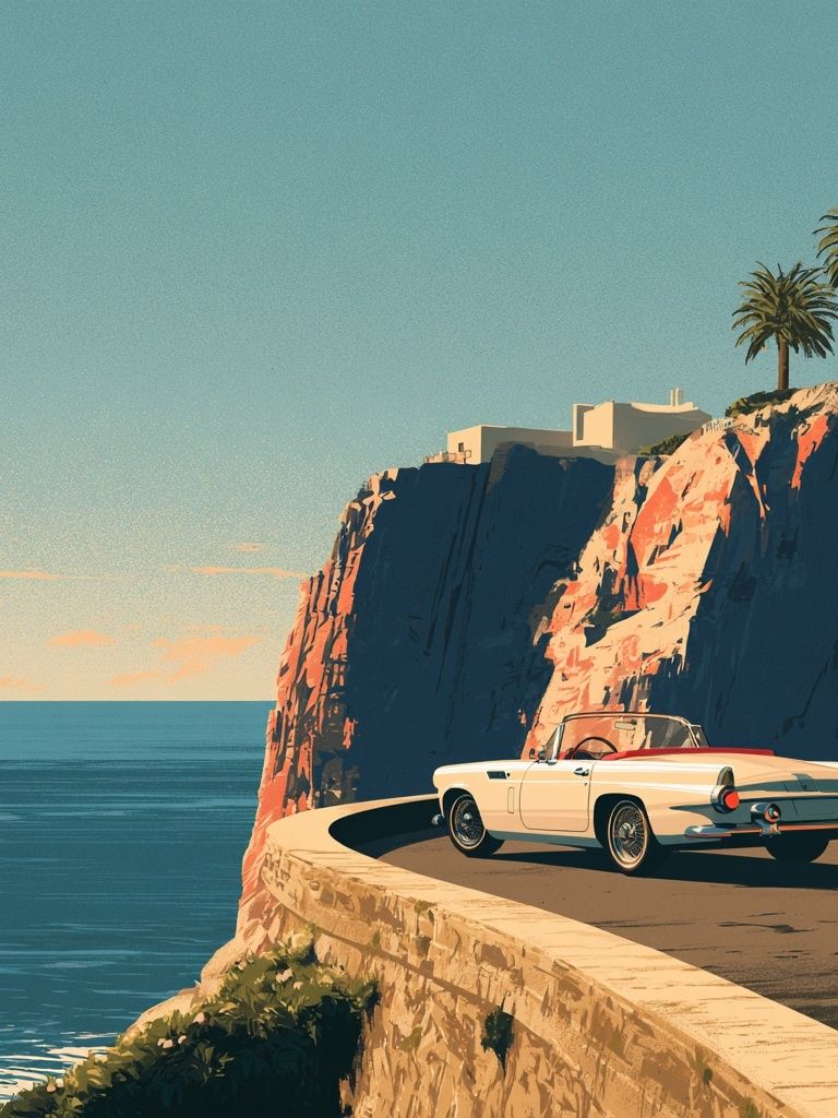 Coastal Convertible Drive Poster. poster — illustration art
