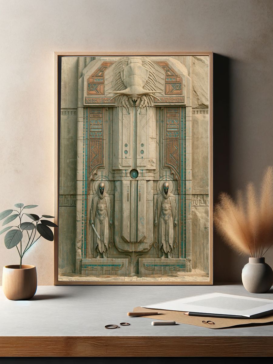 Sci-Fi Temple Guardians Print. — room view 2