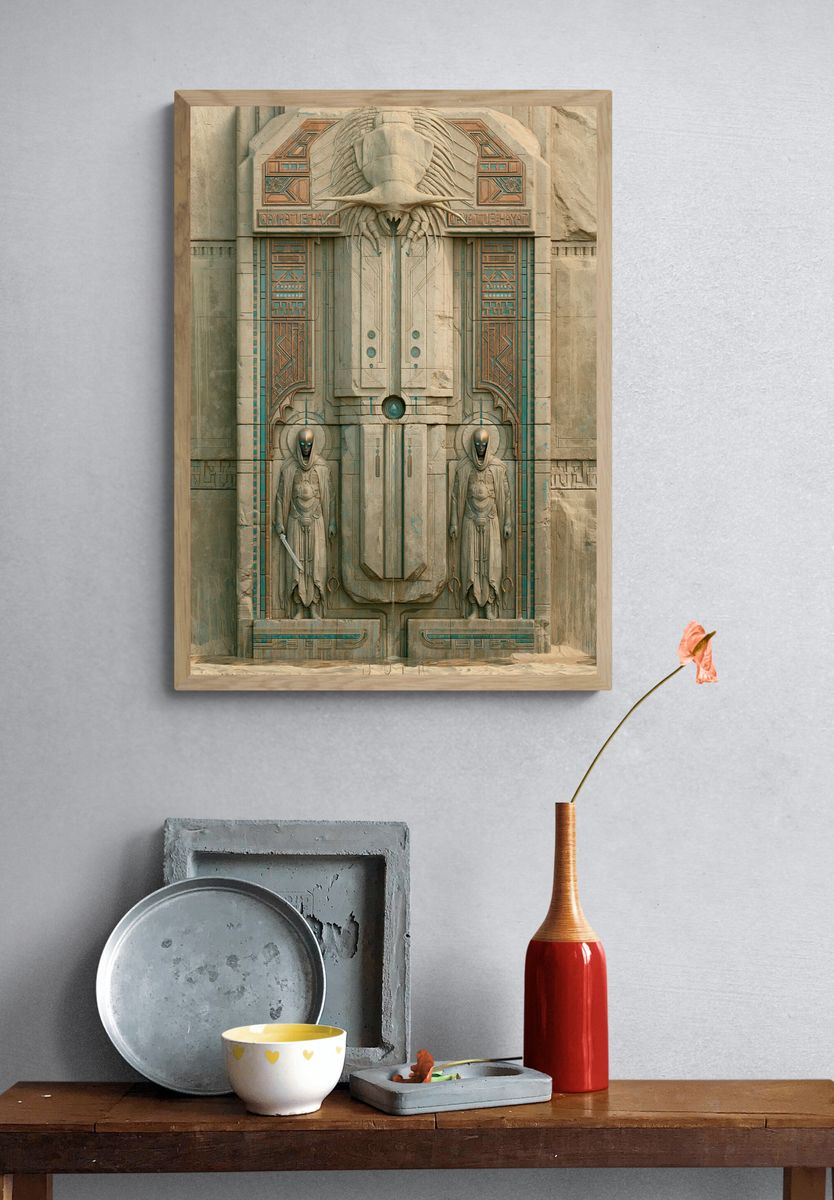 Sci-Fi Temple Guardians Print. — room view 3