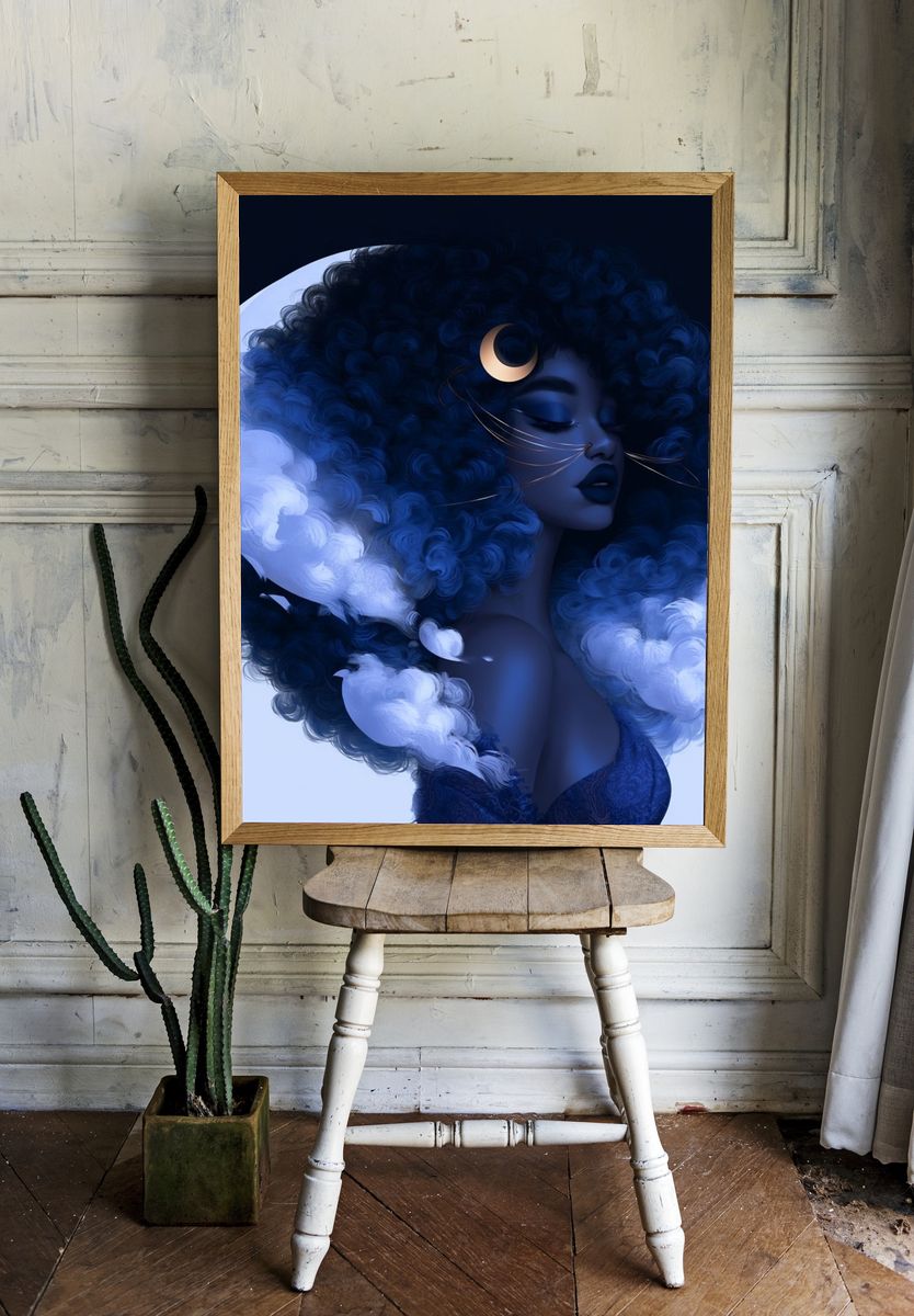 Moonlit Goddess Portrait Print. — room view 1