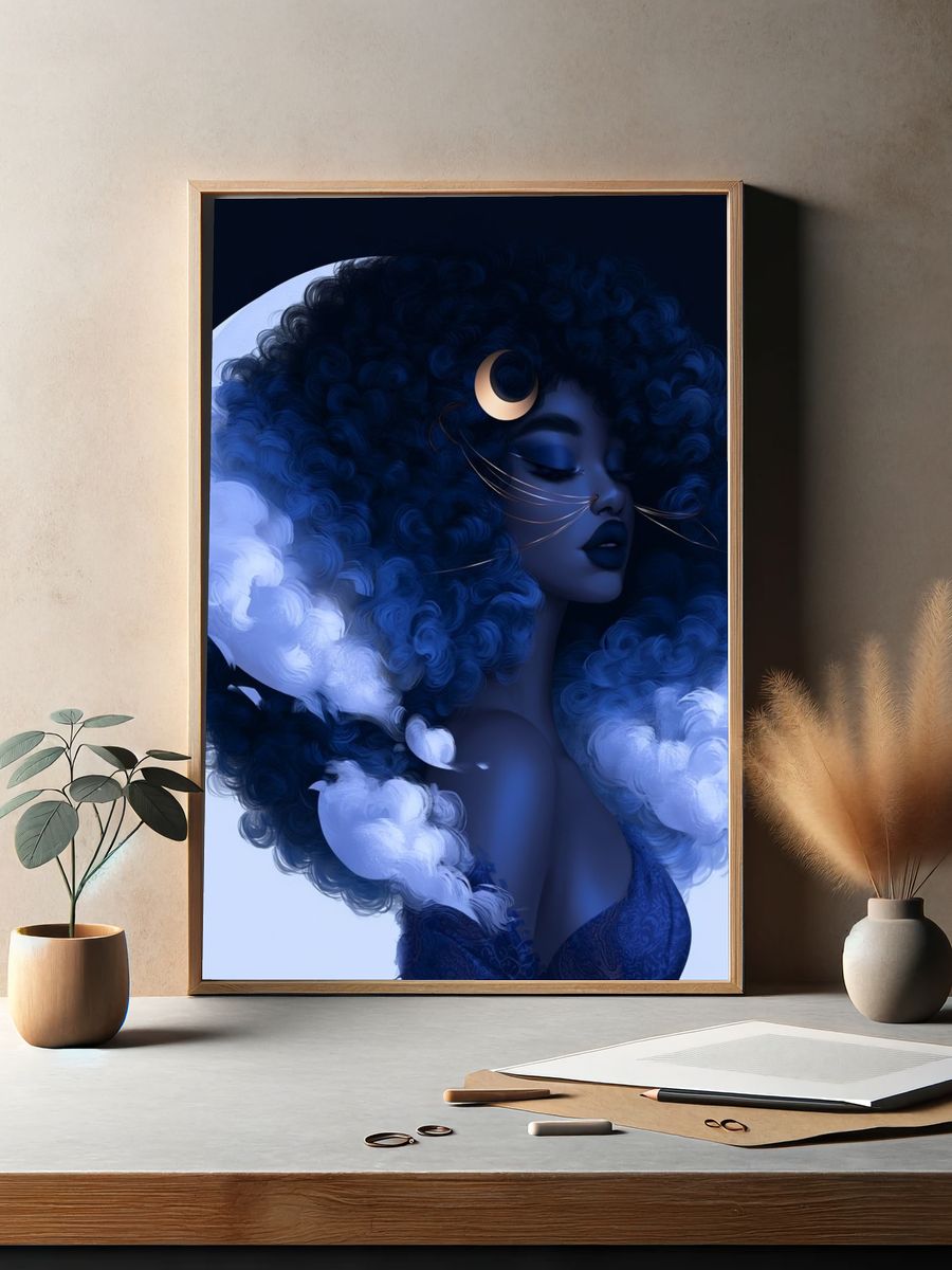 Moonlit Goddess Portrait Print. — room view 2