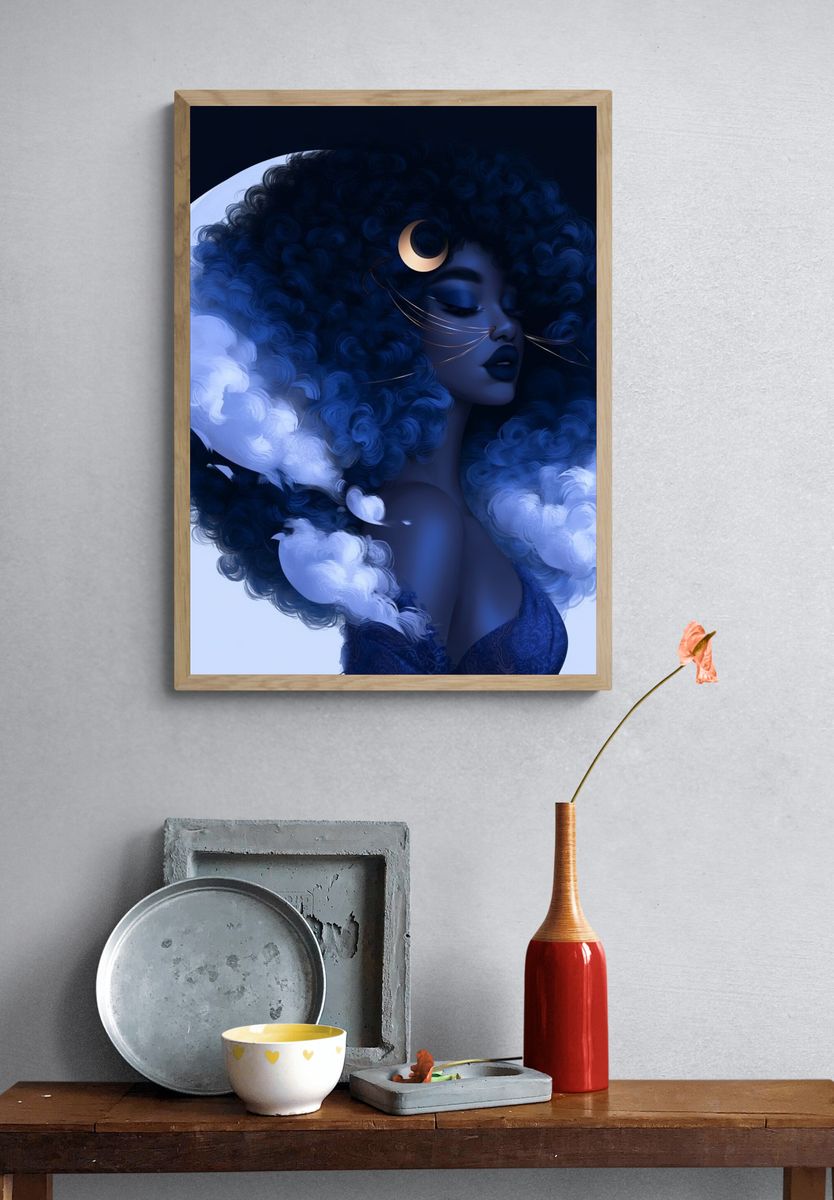 Moonlit Goddess Portrait Print. — room view 3