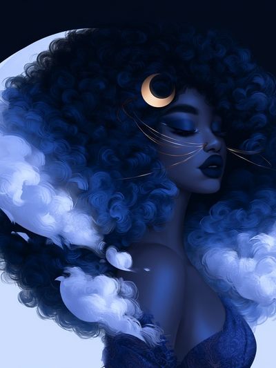 Moonlit Goddess Portrait Print. poster