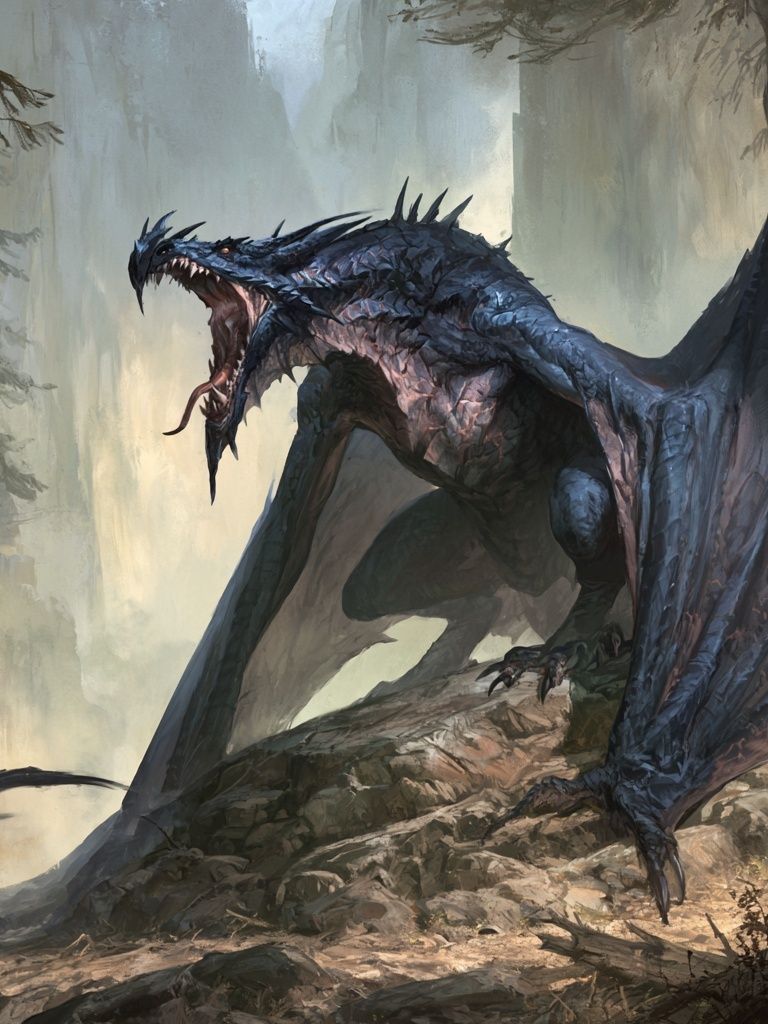 Dark Dragon Forest Illustration Poster. poster — illustration art