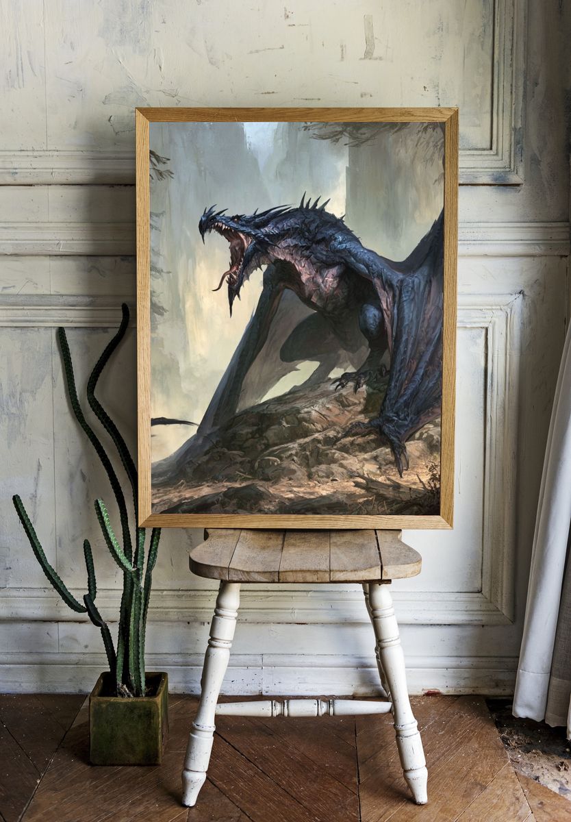 Dark Dragon Forest Illustration Poster. — room view 1