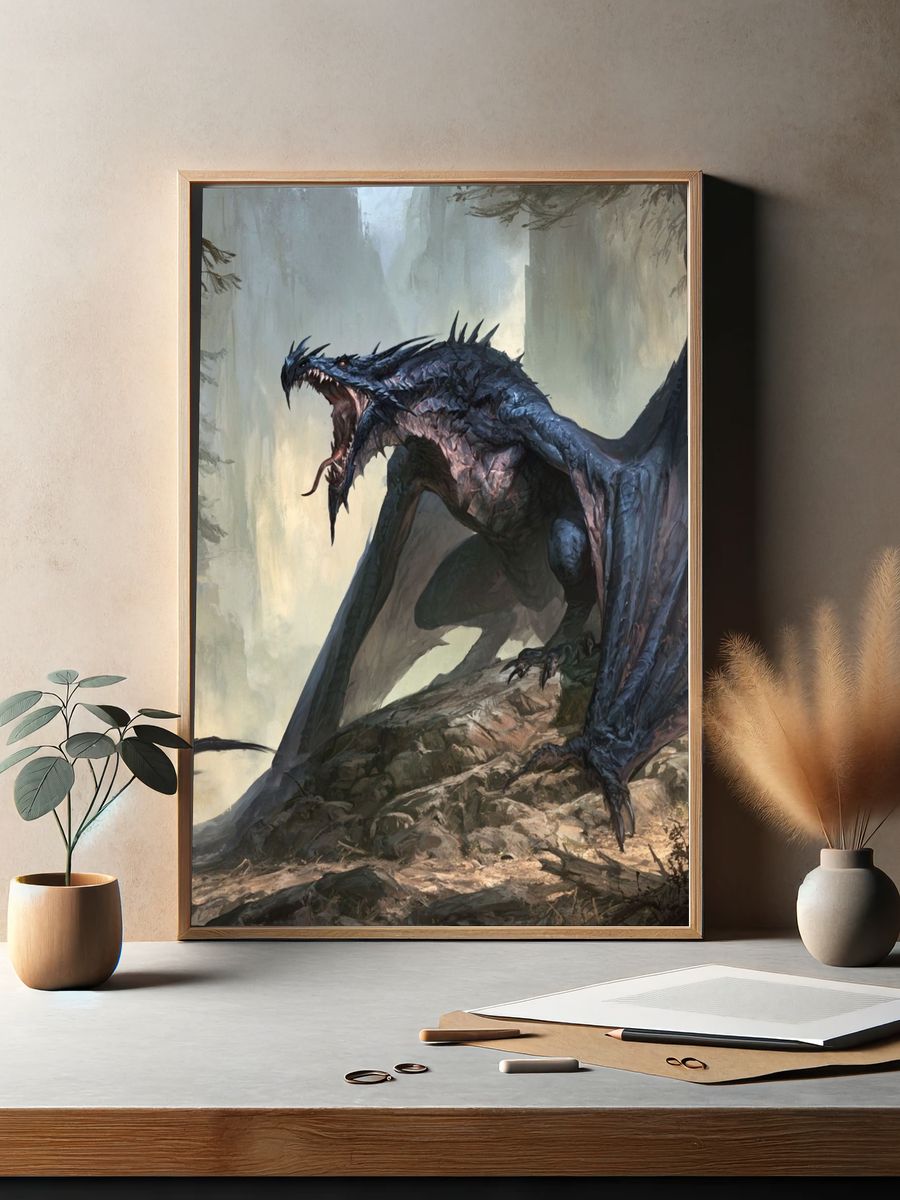 Dark Dragon Forest Illustration Poster. — room view 2
