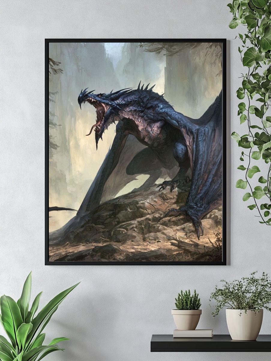 Dark Dragon Forest Illustration Poster. — room view 4