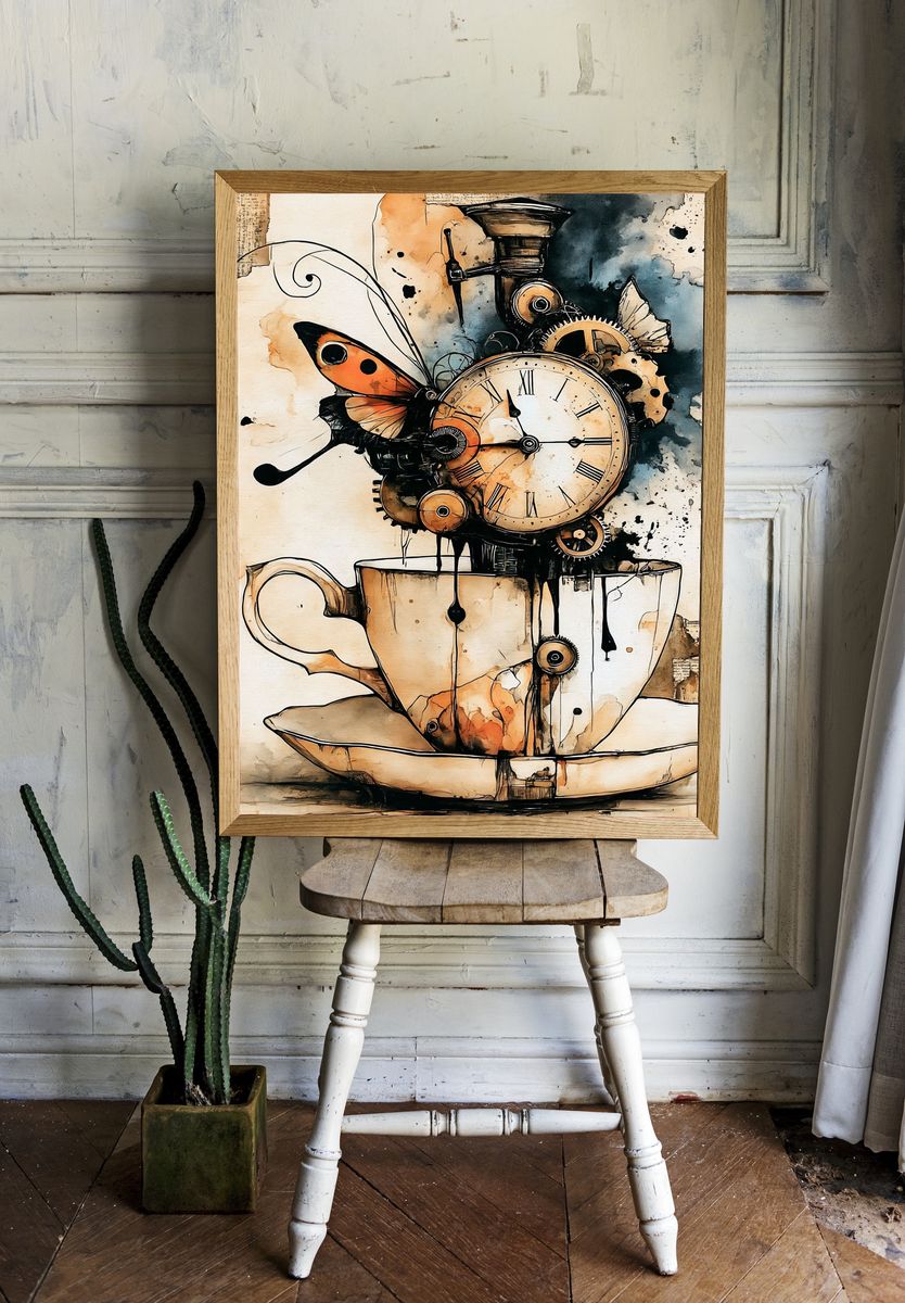 Steampunk Butterfly Teacup Poster. room preview