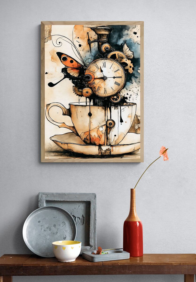 Steampunk Butterfly Teacup Poster. — room view 3