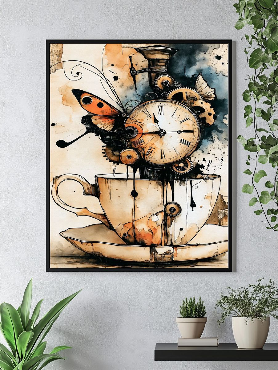 Steampunk Butterfly Teacup Poster. — room view 4