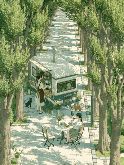 Olive Grove Café Illustration Poster. poster