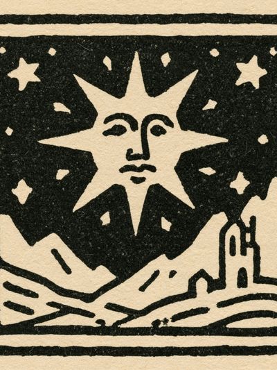 Sun and Landscape Illustration Poster.